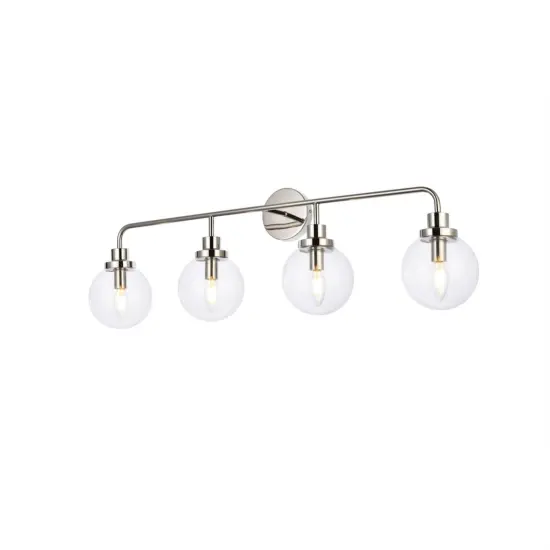 Hanson 4 lights bath sconce in polished nickel with clear shade {3}