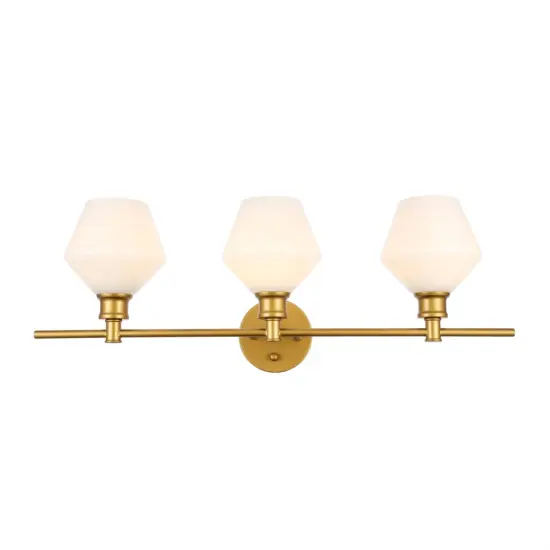 Gene 3 light Brass and Frosted white glass Wall sconce {1}