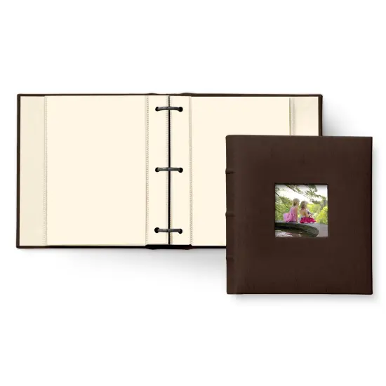 Gallery Leather Travel Photo Album with Window, Holds 4x6 Photos, 3 Ring Binder, 50 Pages for 50 Photos, Fillable, Handcrafted &ndash; 6.5&rdquo; x 5.5&rdquo; Freeport Ivory {3}