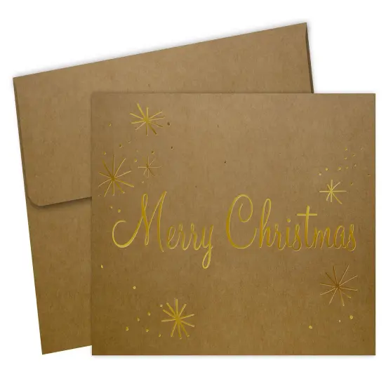 Great Papers! Note Card, Kraft with Gold Foil, Merry Christmas, 4.875" x 3.375"(folded), 50 cards/Kraft envelopes {2}