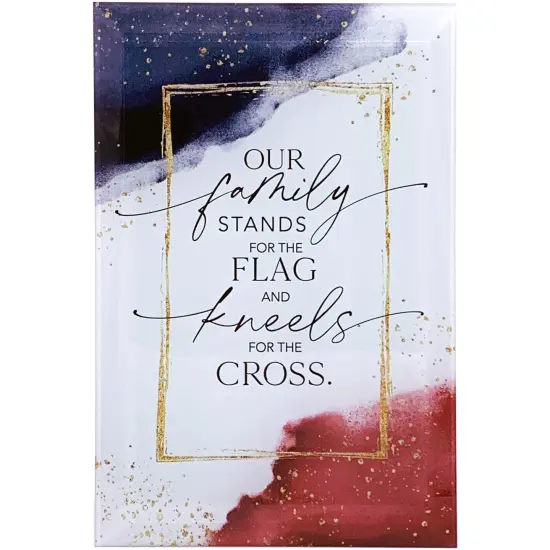 Dexsa Our Family Stands for the Flag Glass Plaque with Easel and Hook For Wall Hanging - Measures 6 inches x 9 inches {1}