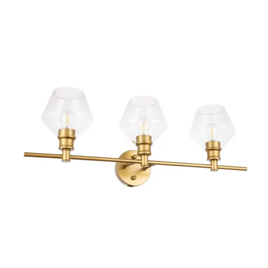Gene 3 light Brass and Clear glass Wall sconce {5}