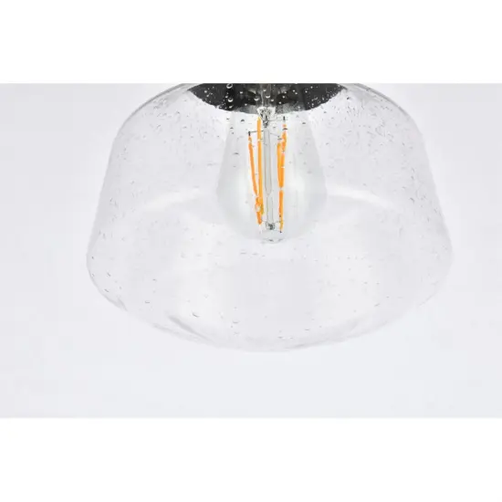 Lyle 1 light Black and Clear seeded glass plug in pendant {4}