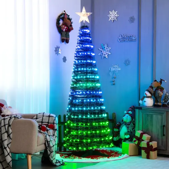 6.2 Feet Pop-up Lighted Christmas Tree with 282 RGB LED Lights-Green {6}