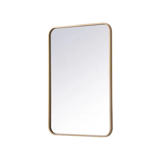 Soft corner metal rectangular mirror 20x30 inch inBrass {6}