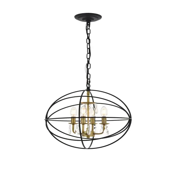 Wallace 4 light Matte Black and Brass Pendant {6}