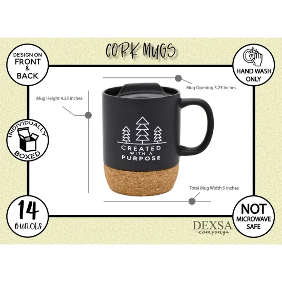Dexsa Created With A Purpose Designer Cork Bottom Mug with Lid - 14 oz {5}