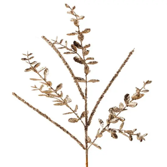 29" GLITTER/SEQUIN BOXWOOD BERRY STICK SPRAY SILV {2}