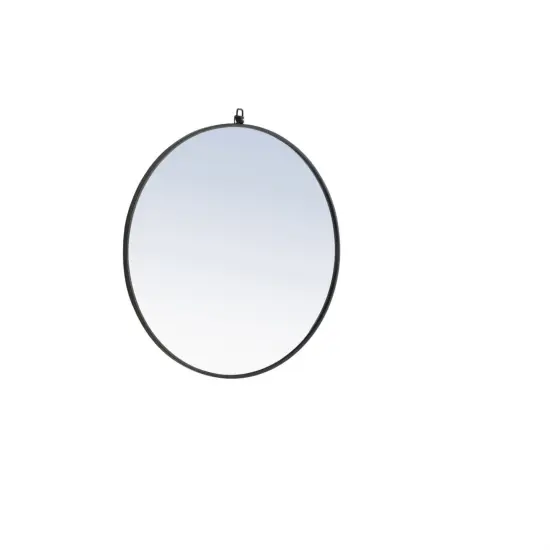 Metal frame Round Mirror with decorative hook 32 inch Black finish {5}