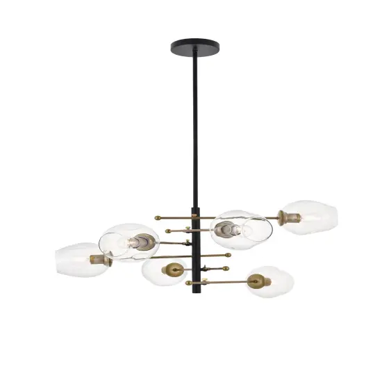 Paragon 6 light Matte Black and Brass Pendant {6}