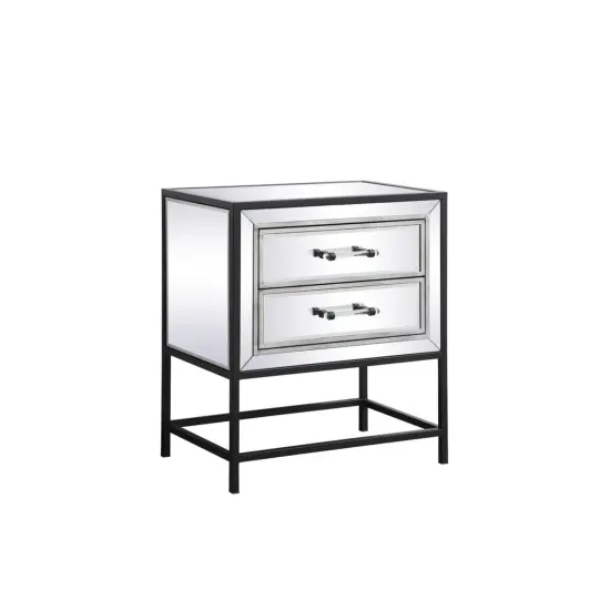 21 inch mirrored two drawers end table in black {5}