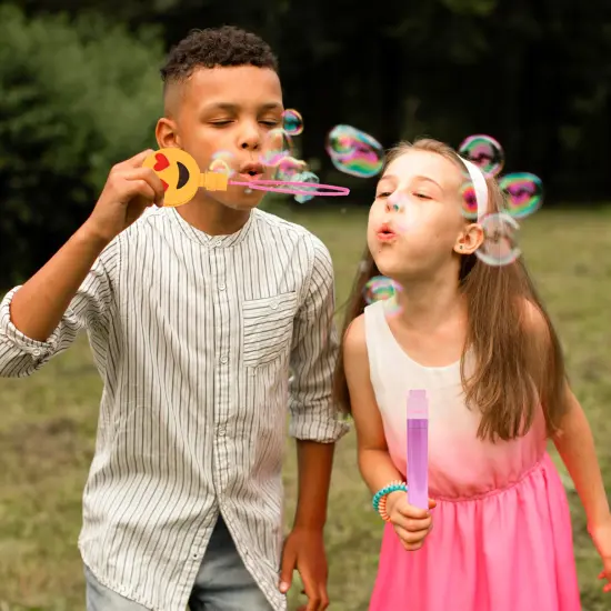 12 Pack Giant Bubble Wands Emoticon Party Favor Toys - Bulk Bubbles Party Favors Clapper Toys For Kids {4}