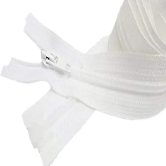 #3 Coil Separating White YKK Zippers for Sewing Craft & Apparel - Color White - Made in The United States (12 Zippers Per Pack) (18" Inches) {1}