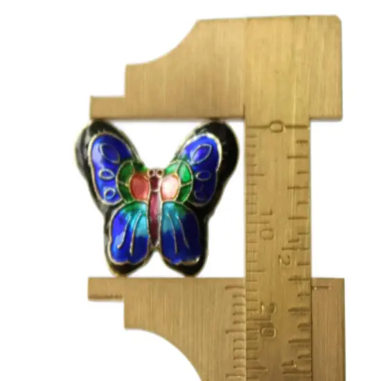 2 23mm Black and Blue Cloisonne Butterfly Beads {5}