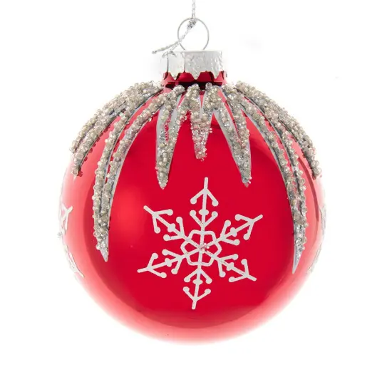 80MM Glass Red and Silver Snowflake Ball Ornaments, 6-Piece Box {1}