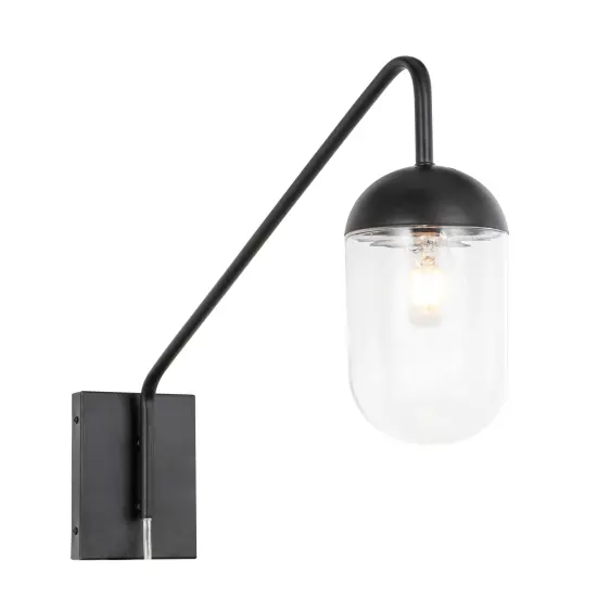 Kace 1 light Black and Clear glass wall sconce {6}
