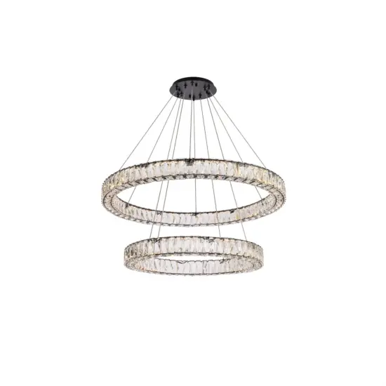 Monroe 36 inch LED double ring chandelier in black {1}