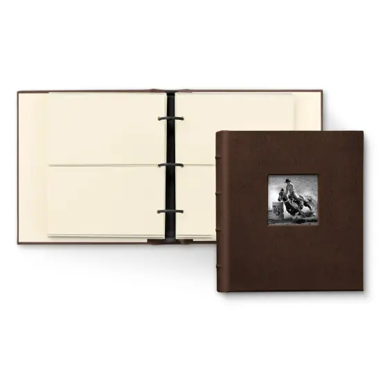 Gallery Leather Compact with Window Album 4x6-3 Ring Binder Photo Album with Window, 60 Pages for 120 Photos, Fillable, Handcrafted - 9.25 x 8 " Freeport Ivory {6}