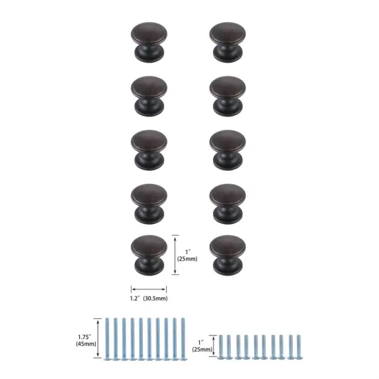 Kaid 1.2" Diameter Oil-rubbed Bronze Mushroom Knob Multipack (Set of 10) {6}