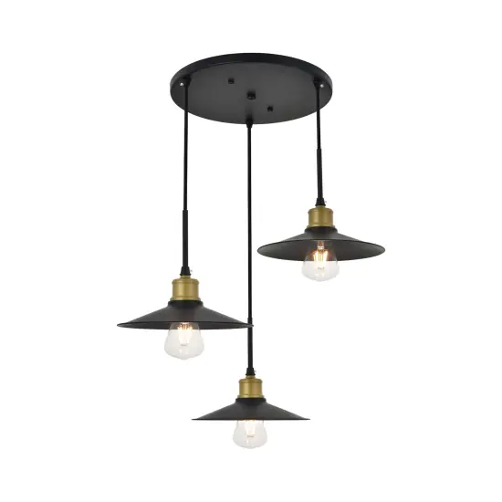 Etude 3 light brass and black Pendant {6}