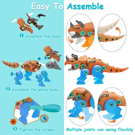 DIY Dinosaur Construction Building Block Assembly Toys with Electric Drill {3}