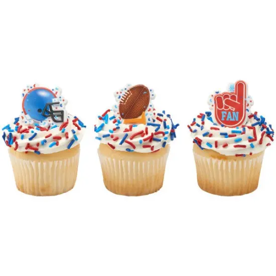 Football Assortment Cupcake Rings, 12ct {3}