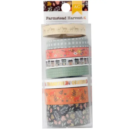 American Crafts Farmstead Harvest Washi Tape 8/Pkg-Gold Foil {1}
