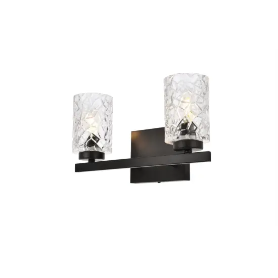 Cassie 2 lights bath sconce in black with clear shade {3}
