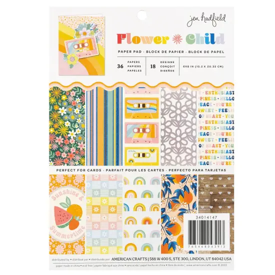 American Crafts Single-Sided Paper Pad 6"X8" 36/Pkg-Jen Hadfield Flower Child {1}
