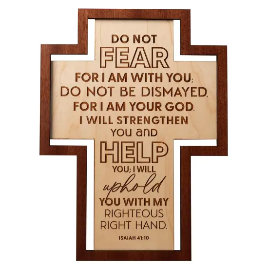 Dexsa Do Not Fear Inspirational Laser-Cut Wood Cross Plaque 7.5 inches x 10 inches {1}