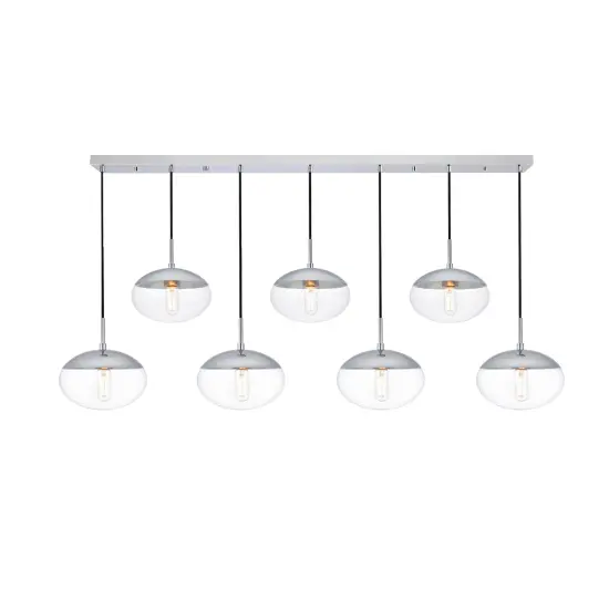 Eclipse 7 Lights Chrome Pendant With Clear Glass {1}