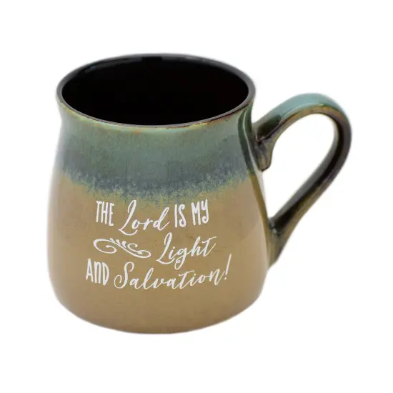 Dexsa Lord Coffee Tea Soup Ceramic Mug | The Lord is my light and salvation! | 16 ounce Designer Mug with Inspiring Sentiment | Elegant Pottery Look {1}