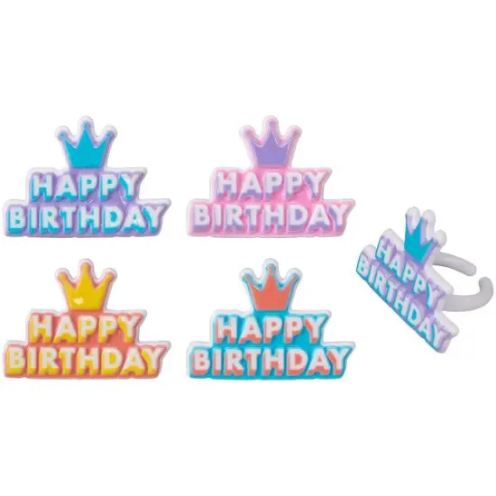 Happy Birthday Crown Cupcake Rings, 12ct {2}