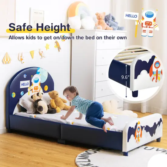 Kids Upholstered Platform Bed with Headboard and Footboard {6}