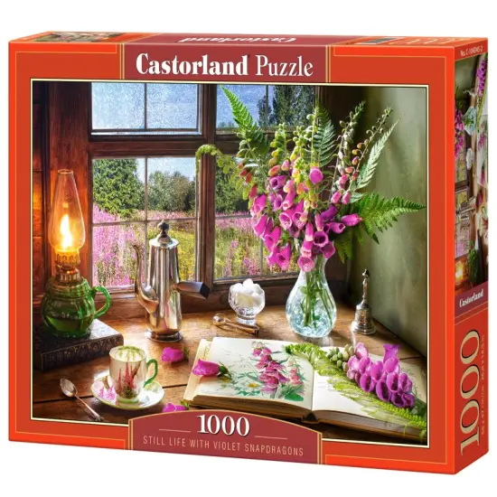 1000 Piece Jigsaw Puzzle, Still Life with Violet Snapdragons, Classic interior, Window view, Garden puzzle, Adult Puzzle, Castorland C-104345-2 {1}