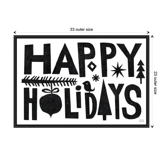 Christmas Whimsy Happy Holidays Black by Michael Mullan Canvas Art Framed {3}