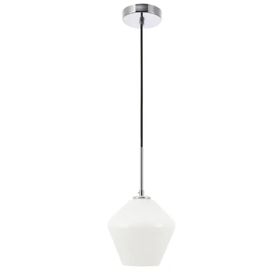 Gene 1 light Chrome and Frosted white glass pendant {3}