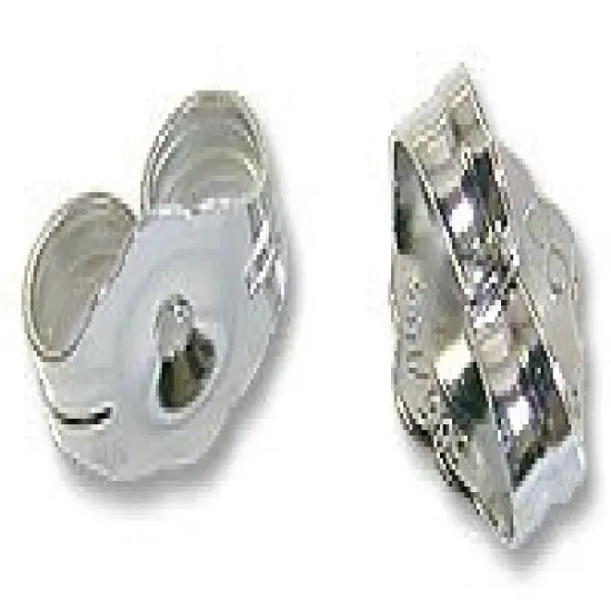Replacement Earring Back Medium Weight Solid 14k White Gold (1 Pair of 14KT Gold Earring Backs) {3}