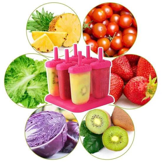 6Pcs DIY Popsicle Reusable Molds For Homemade Iced Snacks Hotpink {5}