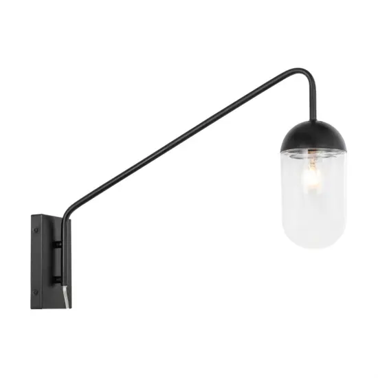 Kace 1 light Black and Clear glass wall sconce {1}