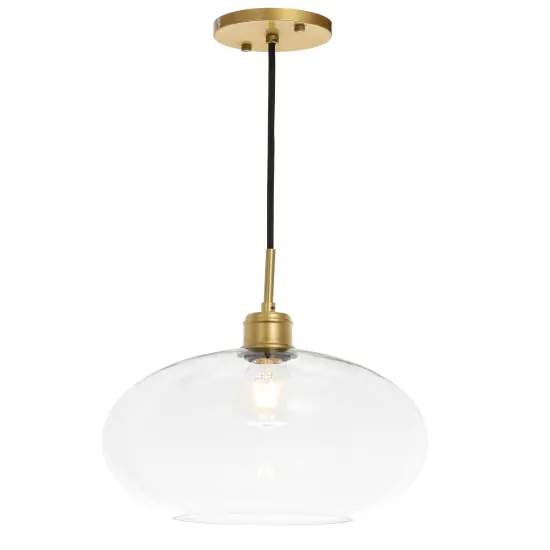 Emett 1 light Brass and Clear glass pendant {6}