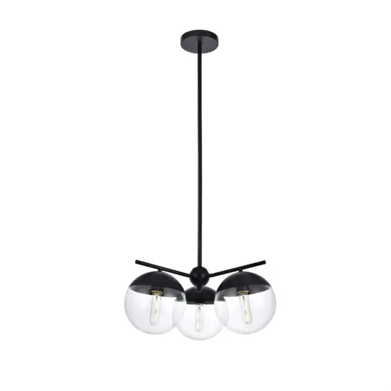 Eclipse 3 Lights Black Pendant With Clear Glass {1}