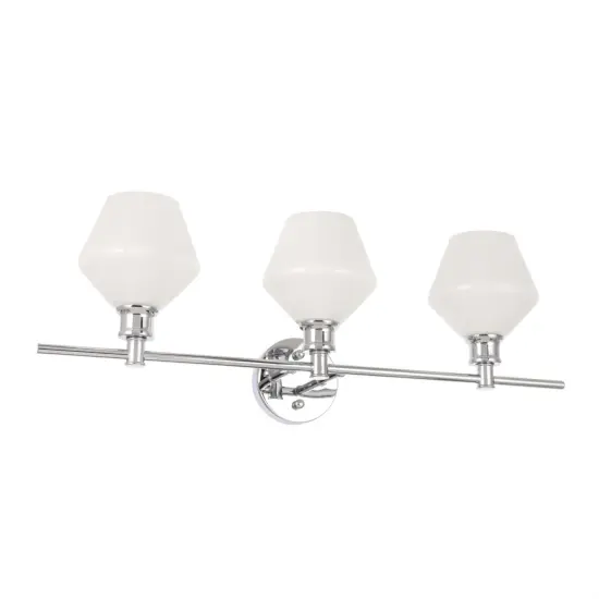 Gene 3 light Chrome and Frosted white glass Wall sconce {5}
