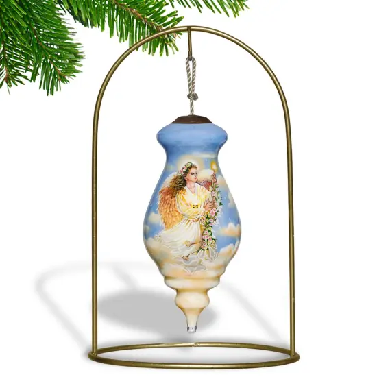 Angle of Love and Light Hand Painted Glass Hanging Ornament {4}