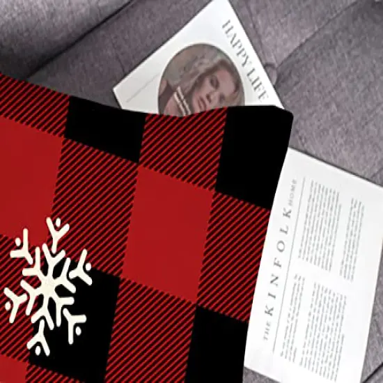 4TH Emotion Buffalo Christmas Pillow Covers 18x18 Set of 4 Red Black Farmhouse Christmas Decorations Believe Merry Christmas Wonderful Winter Holiday Decor Throw Cushion Case for Home Couch S22C38 {2}