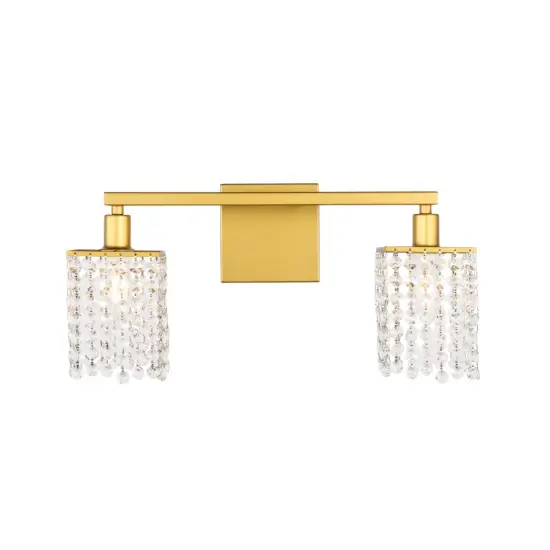 Phineas 2 light Brass and Clear Crystals wall sconce {1}