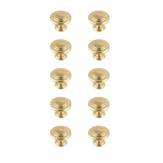 Minu 1.3" Diameter Brushed Gold Mushroom Knob Multipack (Set of 10) {1}