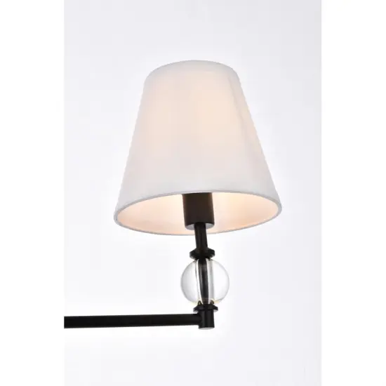 Bethany 3 lights bath sconce in black with white fabric shade {5}