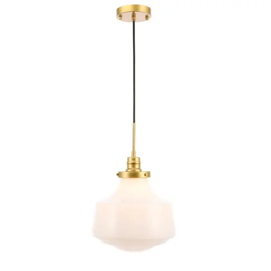 Lyle 1 light Brass and frosted white glass pendant {4}