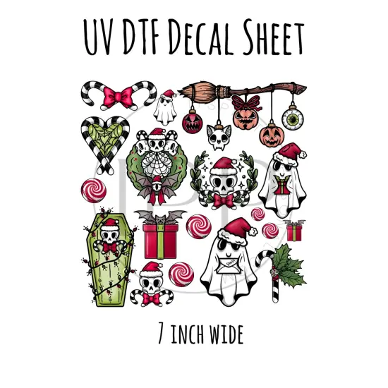 7"x7"- #10- Creepy Christmas 2 - UV DTF Decal SHEET {1}